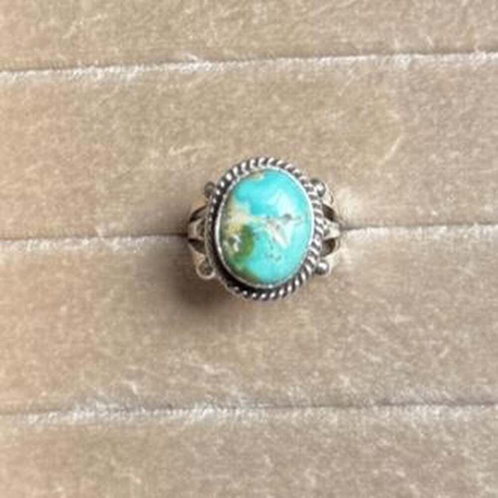 Navajo Handmade Sonoran Gold Turquoise Sterling Silver Ring